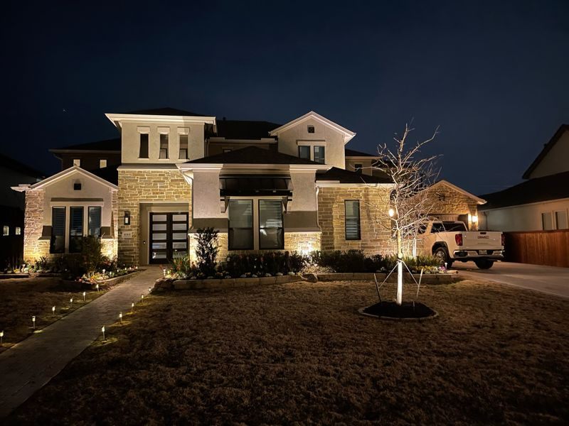 outdoor lighting on a modern home